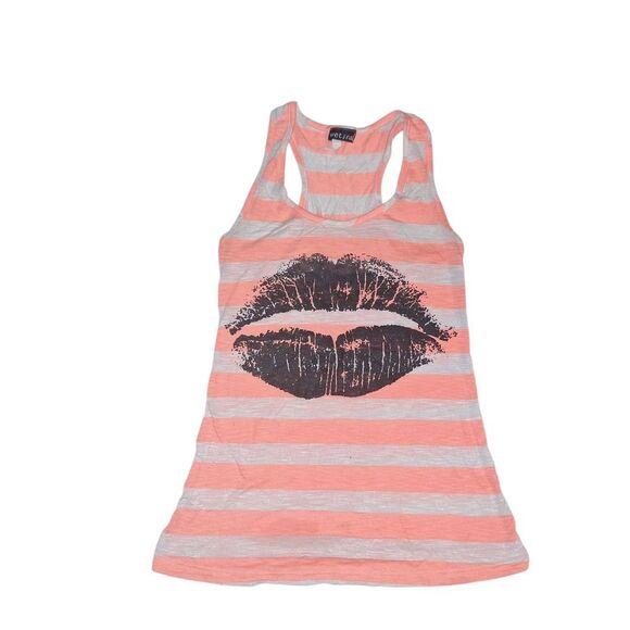 Kiss Print Striped Tank Top - Picture 1 of 5